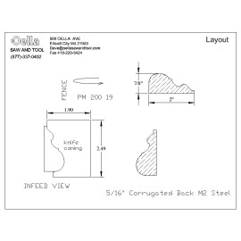 Corrugated back M2 shaper corrugated back knives 7/8" x 2" Base Cap / Panel mold